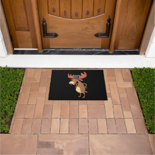 Cool Funny Moose Hat Moustache Animal Lover Doormat