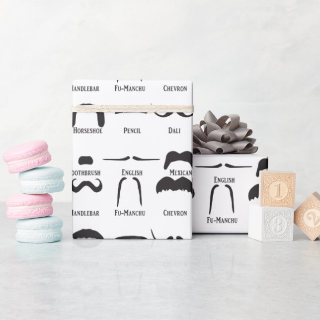 Cool Funny Moustache Diagram Wrapping Paper (Baby Shower)