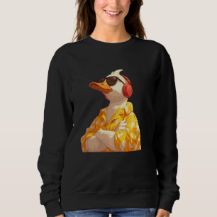 Cool Funny Music Hipster Yellow Duck Illustration Sweatshirt