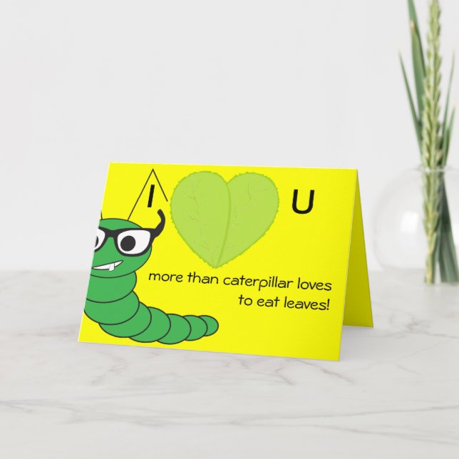 Cool funny nerdy caterpillar Valentine's Day Holiday Card (Front)