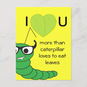 Cool funny nerdy caterpillar Valentine's Day Holiday Postcard