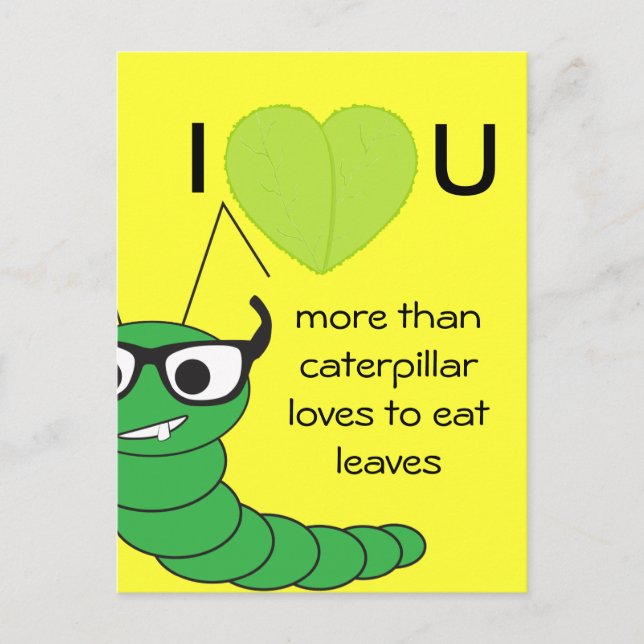 Cool funny nerdy caterpillar Valentine's Day Holiday Postcard (Front)