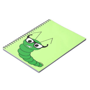 Cool funny nerdy caterpillar with glasses notebook