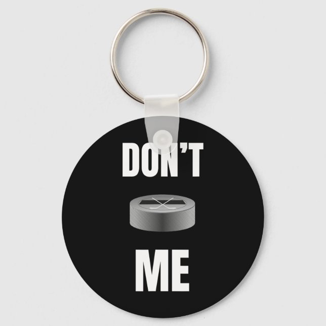 Cool Funny Puck With Stick Hockey  Key Ring (Front)