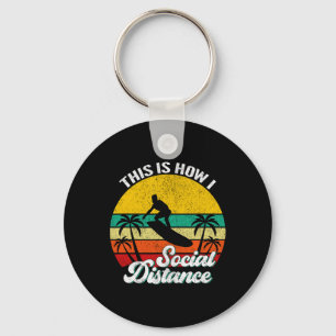 Cool Funny Retro Sunset Vintage Surfing Surfer Sur Key Ring