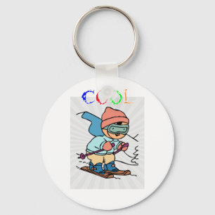 Cool Funny Skier   skiing designs   skiing funny Key Ring