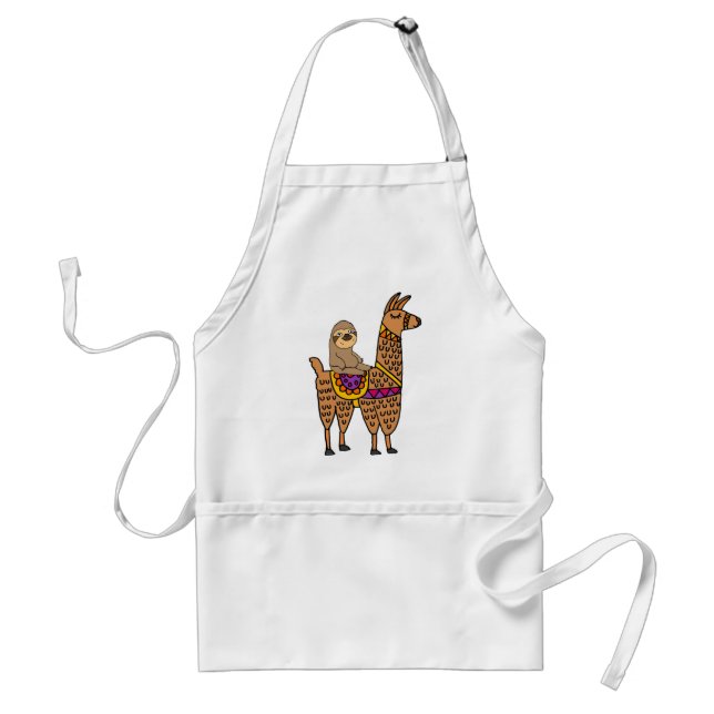 Cool Funny Sloth Riding Llama Standard Apron (Front)