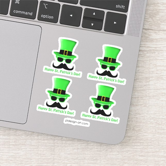 Cool Funny St. Patrick's Day Moustache Top hat Man (Detail)