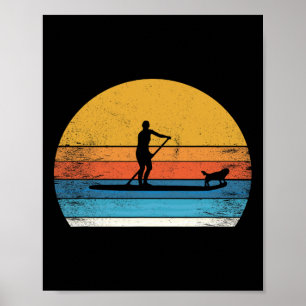 Cool Funny Stand Up Paddle Board Dog Sup Paddling  Poster