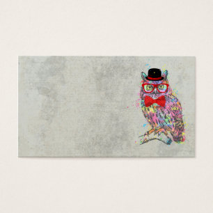 Cool funny trendy colourful watercolours owl