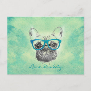 Cool  funny trendy vintage French bulldog  puppy Postcard