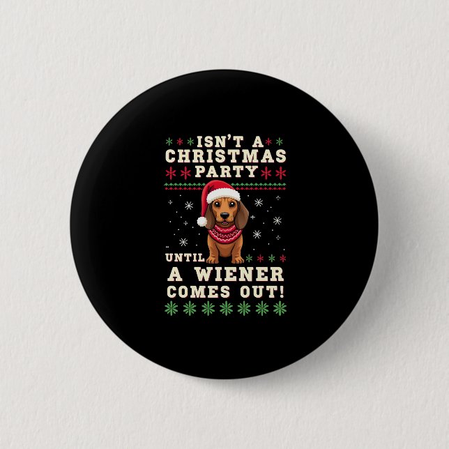Cool Funny Wiener Dog Christmas Dachshund Holiday  6 Cm Round Badge (Front)