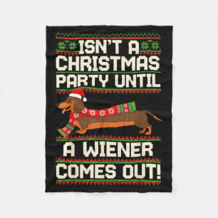 Cool Funny Wiener Dog Christmas Dachshund Holiday Fleece Blanket
