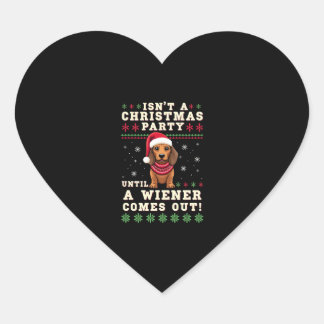 Cool Funny Wiener Dog Christmas Dachshund Holiday  Heart Sticker