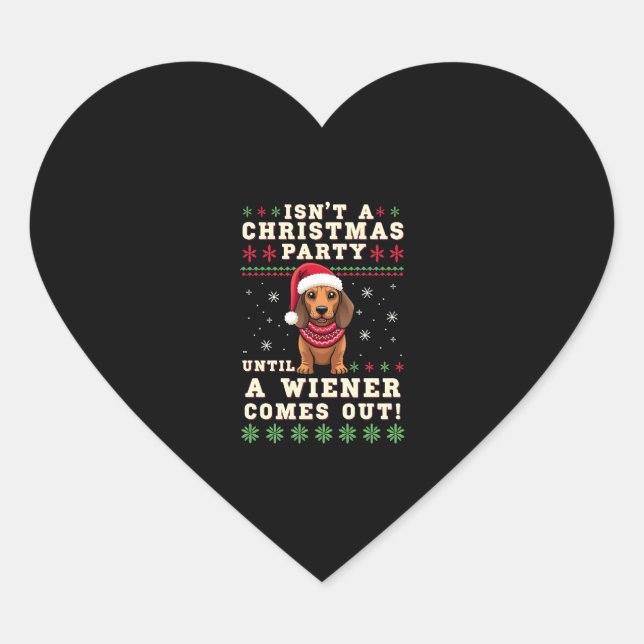 Cool Funny Wiener Dog Christmas Dachshund Holiday  Heart Sticker (Front)