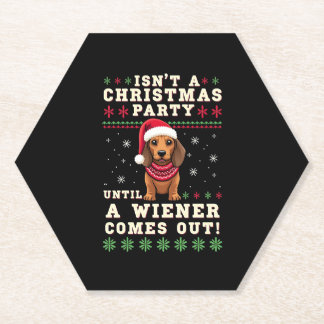 Cool Funny Wiener Dog Christmas Dachshund Holiday  Paper Coaster