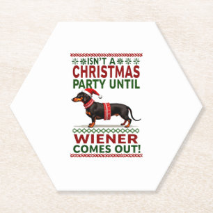 Cool Funny Wiener Dog Christmas Dachshund Holiday Paper Coaster