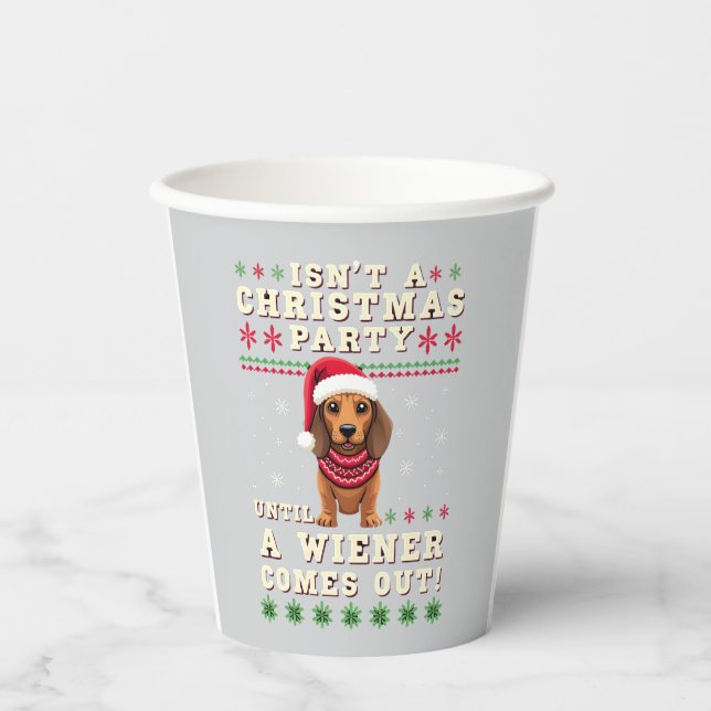 Cool Funny Wiener Dog Christmas Dachshund Holiday  Paper Cups (Front)