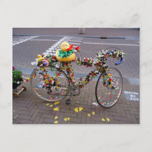 Cool Funny Yellow Duck Bicycle in Amsterdam Postcard