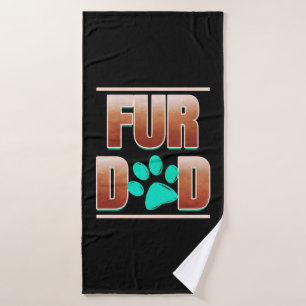 Cool Fur Dad With Cat Paw On Purrsday Bath Towel