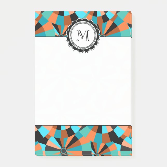 Cool Futurist Circles in Orange and Aqua Post-it Notes (Front)