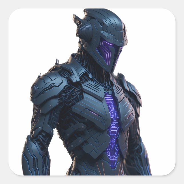 Cool futuristic robot design high quality square sticker (Front)