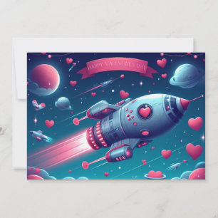 Cool/futuristic spaceship valentine's day holiday card