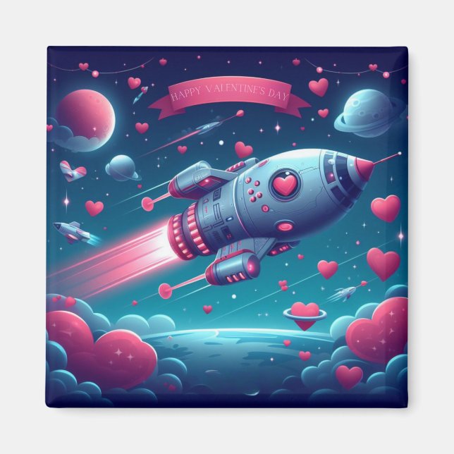 Cool/futuristic spaceship valentine's day magnet (Front)