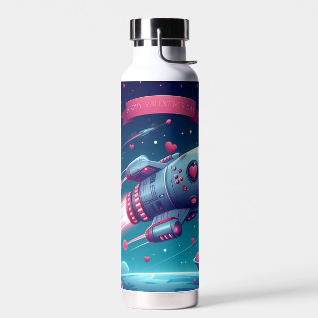 Cool/futuristic spaceship valentine's day water bottle (Left)