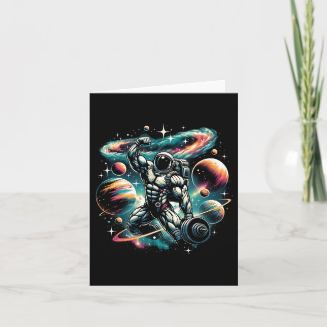 Cool Galaxy Bodybuilder Astronaut On Bodybuilding  Card (Front)