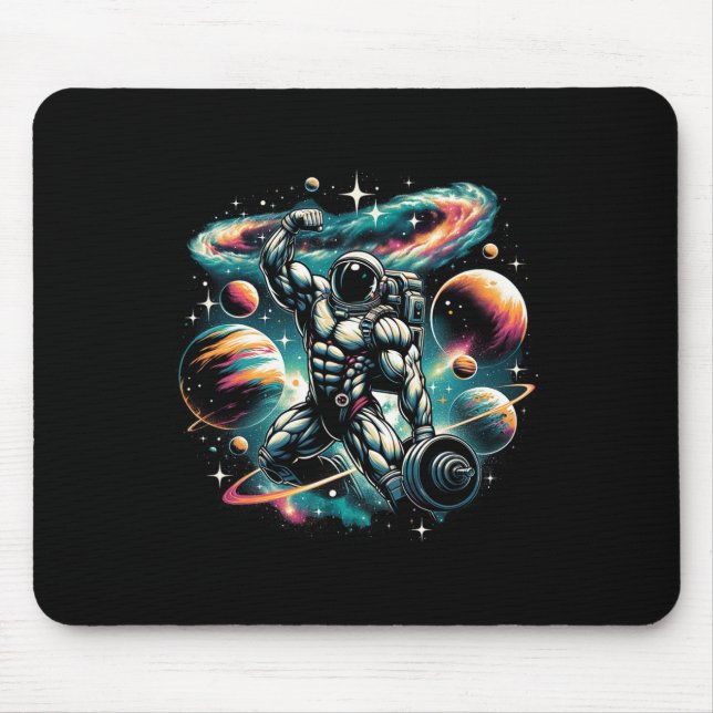 Cool Galaxy Bodybuilder Astronaut On Bodybuilding  Mouse Mat (Front)