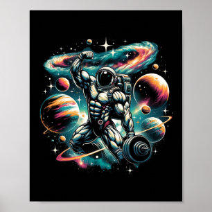 Cool Galaxy Bodybuilder Astronaut On Bodybuilding Poster
