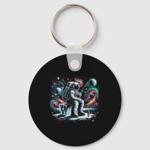 Cool Galaxy Ice Fisherman Astronaut On Ice Fishing Key Ring