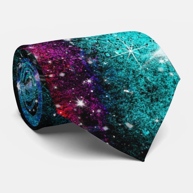 cool galaxy pattern space neck tie  (Rolled)