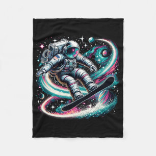 Cool Galaxy Snowboarder Astronaut On Snowboarding  Fleece Blanket