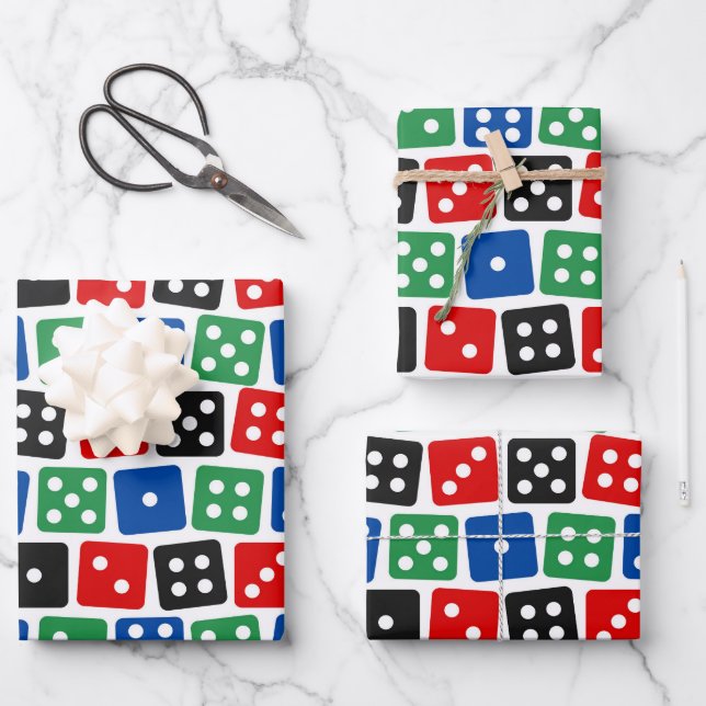 Cool gambling dice pattern party  wrapping paper sheet (Front)