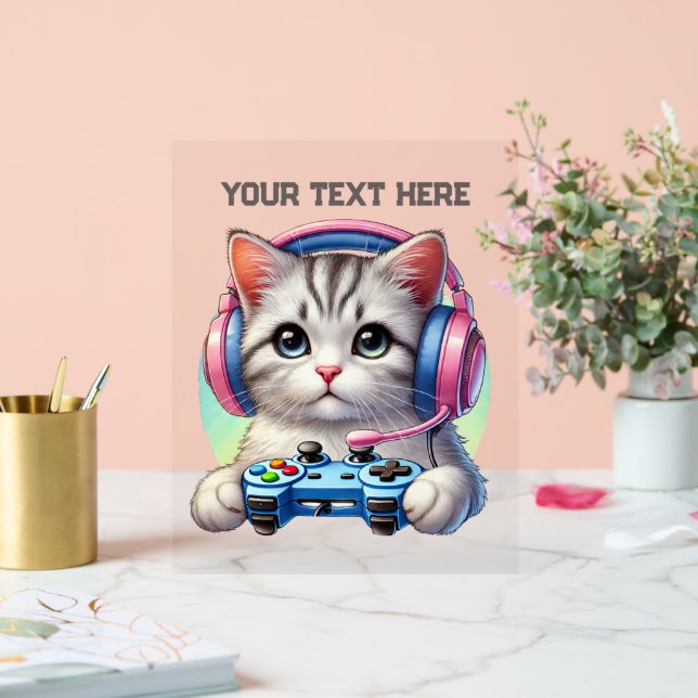 Cool Gamer add text cat Acrylic Sign (Wedding)
