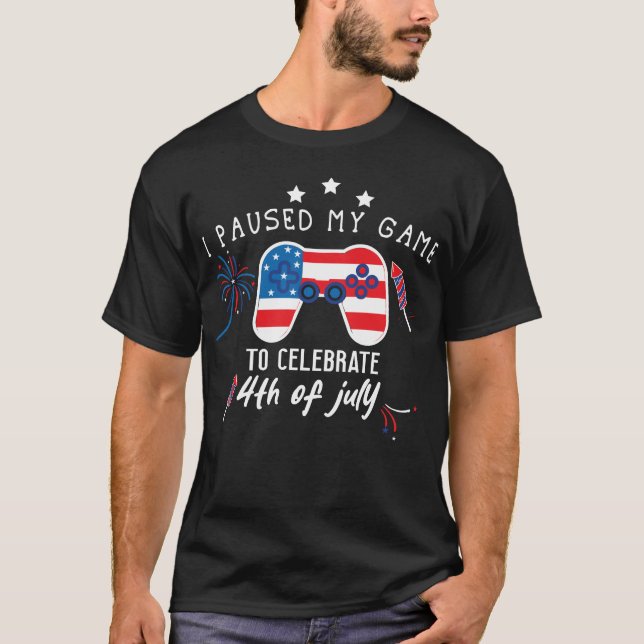 cool gamer design,4th of july gamer humour T-Shirt (Front)