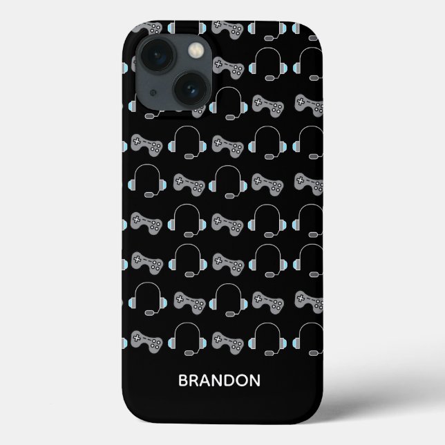 Cool Gamer Personalised Gaming Pattern Black Case-Mate iPhone Case (Back)