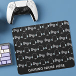 Cool Gamer Personalised Gaming Pattern BlacK Mouse Mat<br><div class="desc">Awesome custom gaming mousepad with a cool video game controller and headphone pattern for a gamer. Personalise with a name in white on the black mouse pad.</div>