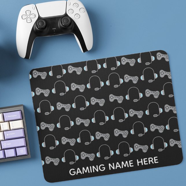 Cool Gamer Personalised Gaming Pattern BlacK Mouse Mat (Creator Uploaded)