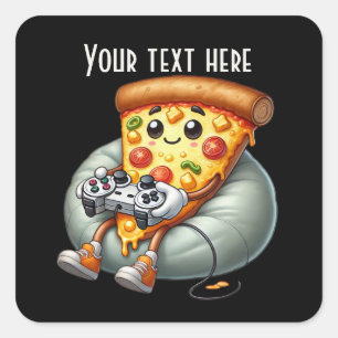 Cool gamer pizza party square sticker