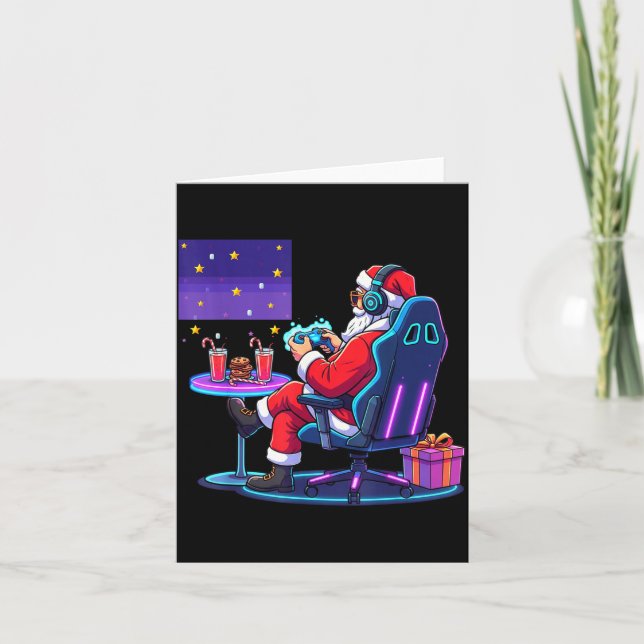 Cool Gamer Santa Playing Games Christmas Boys Styl Card (Front)