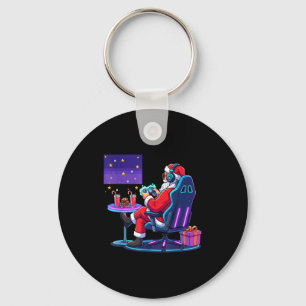 Cool Gamer Santa Playing Games Christmas Boys Styl Key Ring