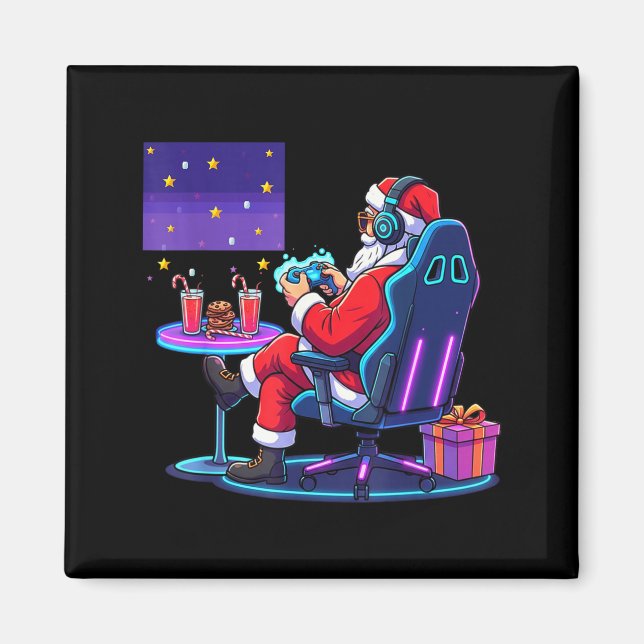 Cool Gamer Santa Playing Games Christmas Boys Styl Magnet (Front)