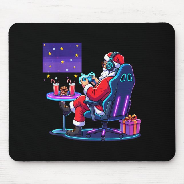Cool Gamer Santa Playing Games Christmas Boys Styl Mouse Mat (Front)