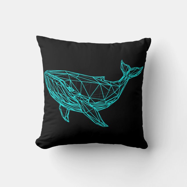 Cool Gamer Whale Throw Pillow (Front)
