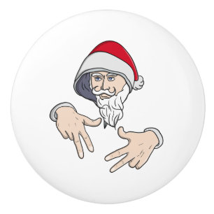 Cool Gangsta Hip Hop Hand Rap Santa Claus Ceramic Knob