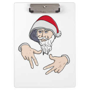 Cool Gangsta Hip Hop Hand Rap Santa Claus Clipboard