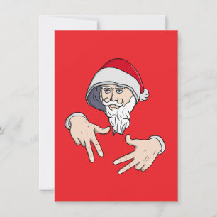 Cool Gangsta Hip Hop Hand Rap Santa Claus Holiday Card